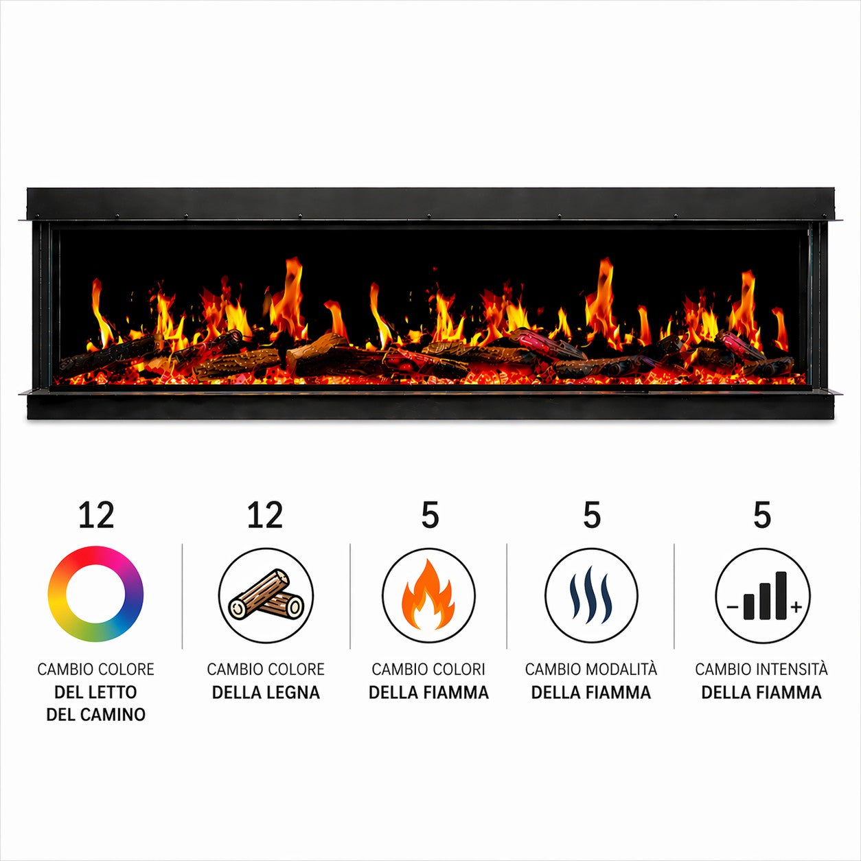 Camino elettrico da incasso tecnologia LCD LED FILADELFIA150