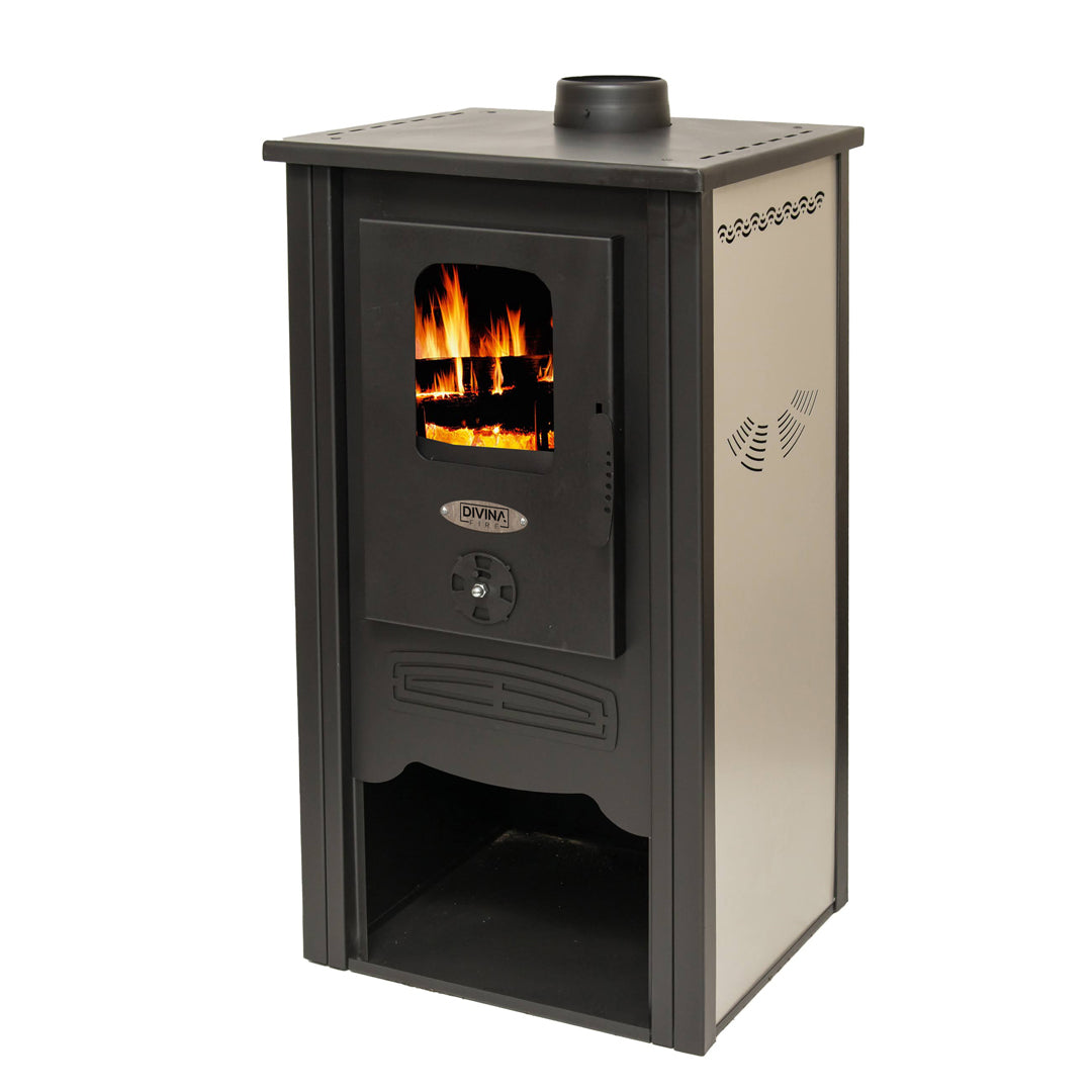Stufa a legna in acciaio KRISTINA 8,45 KW L 46 x P 41 x H 93 Beige