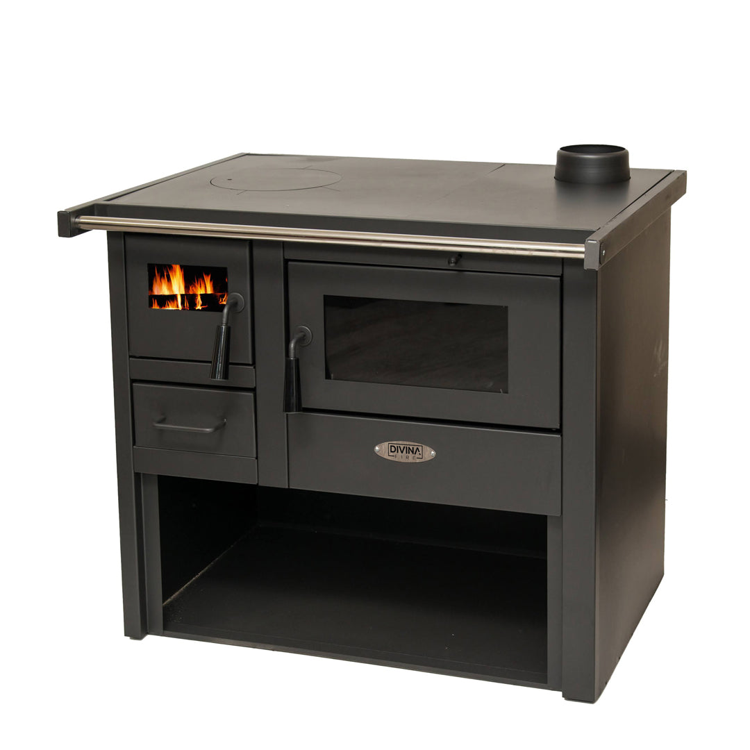 Cucina a legna stufa in acciaio MONIKA 7,1 KW L 81 x P 60 x H 76