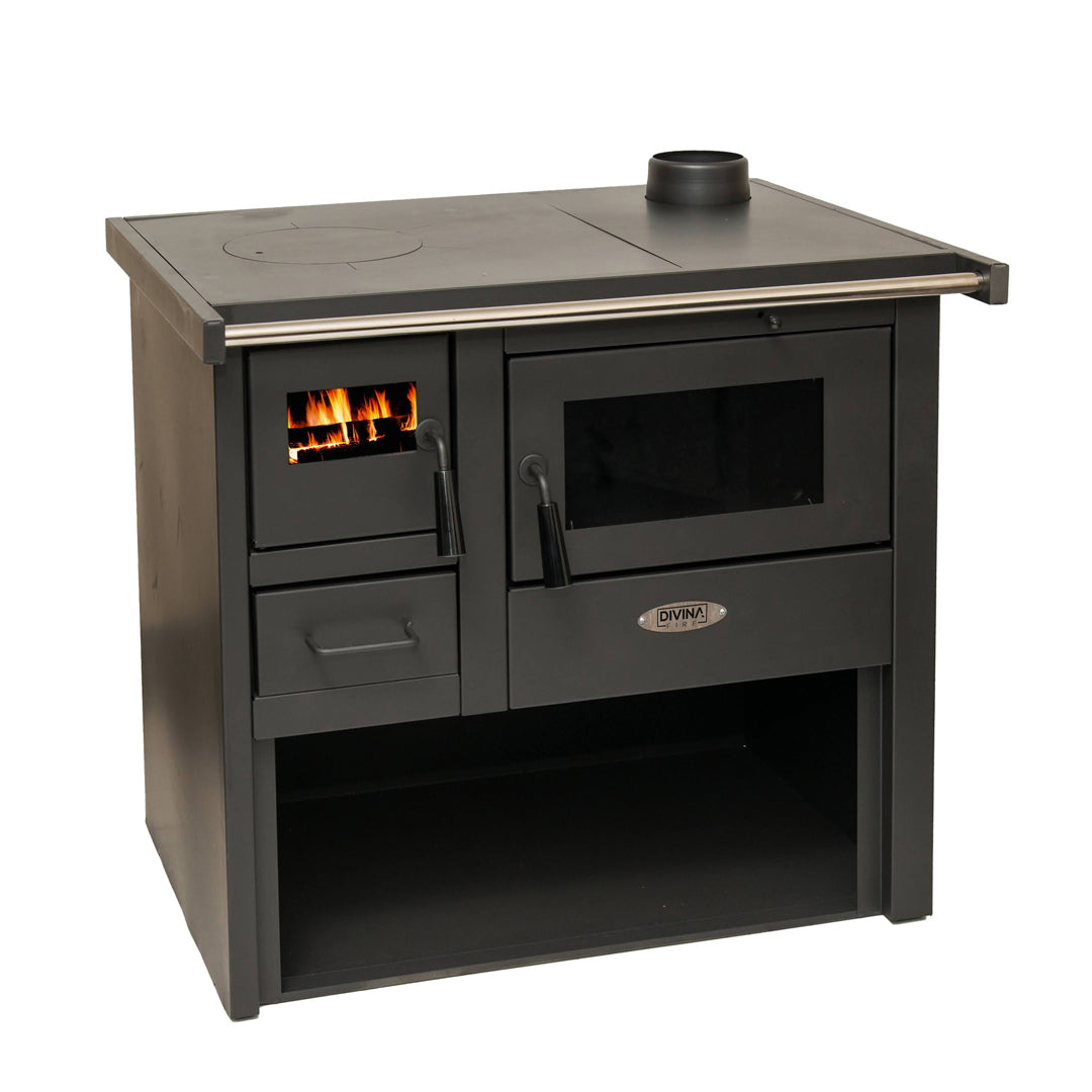 Cucina a legna stufa in acciaio MONIKA 7,1 KW L 81 x P 60 x H 76