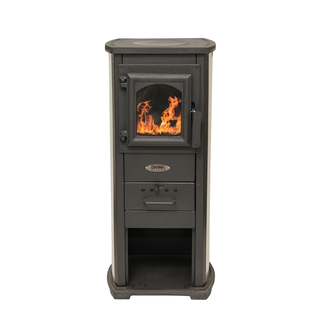 Stufa a legna in ghisa NATALYA 6,1 KW L 43 x P 33 x H 90 Beige