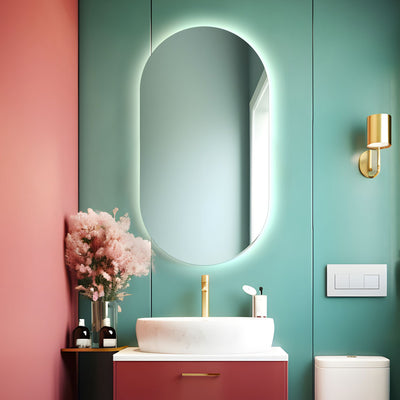 Specchio da bagno ovale retroilluminato specchiera reversibile OLIVIA LED 50x100