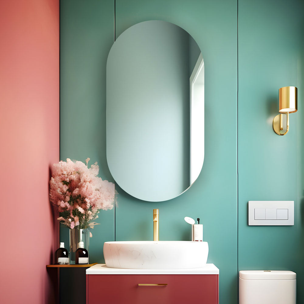 divina home specchio da bagno ovale retroilluminato specchiera reversibile olivia led 50x100 ean 8056157809517