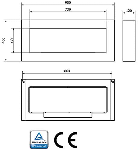 divina fire biocamino da parete siena nero l 90 x p 12 x h 40 ean 8056157804710
