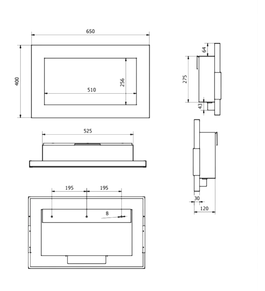divina fire biocamino da parete pisa nero l 65 x p 12 x h 40 ean 8056157804680